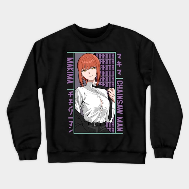 Makima Anime Fanart Crewneck Sweatshirt by Planet of Tees